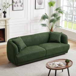 Larisa - Mid-Century Modern Linen Sofa - Dark Green