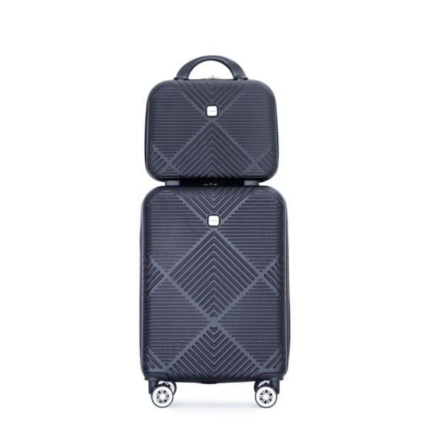 2 Piece Luggage Sets Lightweight Suitcase, Spinner Wheels, (20/14) - Black