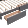 Queen Size Upholstered Platform Bed With 2 Drawers And 1 Twin Long Trundle - Dark Gray - Image 12