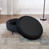 Upholstered Round Ottoman With Reversible Lid, Velvet Storage Stool, Channel Tufted Pumpkin Shape Footstool For Living Room, Bedroom And Office - Black - Image 7