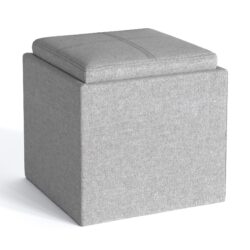 Rockwood - Cube Storage Ottoman With Tray - Cloud Gray