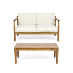 Outdoor Seating Set With Coffee Table And Loveseat - Teak