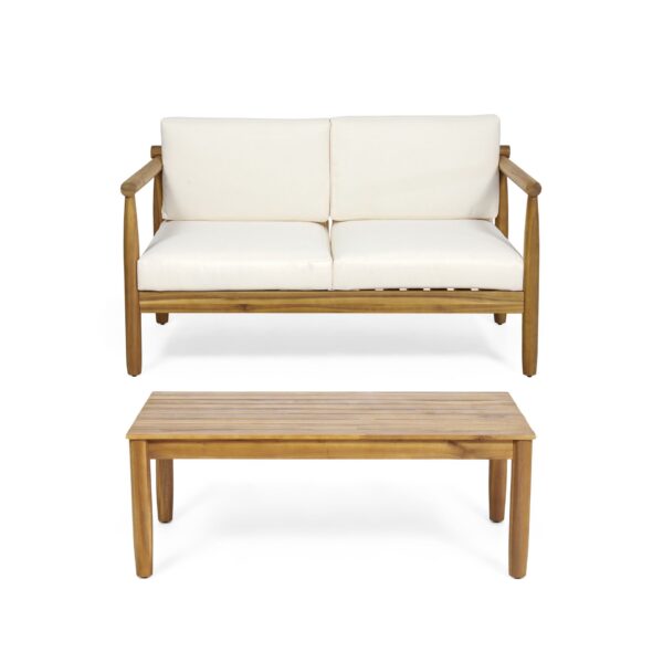 Outdoor Seating Set With Coffee Table And Loveseat - Teak