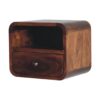 Extra Mini Wall Mounted Curved Nightstand & Open Slot - Brown - Image 7