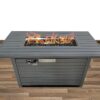 Outdoor Fire Pit Table With Lid, Durable Construction - Gray - Image 4