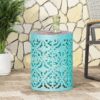 Airy - Outdoor Side Table With Lace Cut Design And Metal Frame - Teal - Image 9