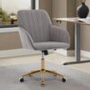 Adjustable Office Chair, Ergonomic Swivel Chair Velvet, Comfortable For Long Sitting - Gray - Image 2
