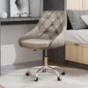 Modern Velvet Fabric Dining Chair With Chrome Legs, Soft And Comfortable, Lift Adjustment, Space Saving - Gray - Image 2