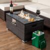 Outdoor Fire Table Propane Fire Pit Rattan Gas Fire Table, Gas Fire Table With Tile Tabletop - Brown - Image 14