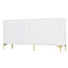 Creative Carved 4 Door Sideboard With Handleless Press To Open Design - White - Image 9
