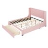Queen Size Storage Upholstered Platform Bed With Wingback Headboard And A Big Drawer - Pink - Image 3