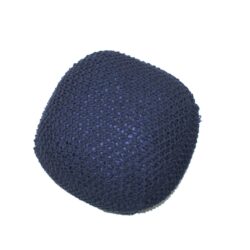 Handmade Semi Rounded Cable Knitted Pouf 100% Cotton Seating And Footrest For Living Room Or Bedroom - Dark Blue