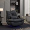 270 Swivel Glider Recliner Chair, Power Recliner Rocking Chair, USB Port Charge For Nursery Chair With Atmosphere Lamp For Living Room Bedroom Apartment - Dark Gray - Image 4