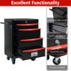 Rolling Metal Tool Chest With 4 Drawers, 20" Steel Storage Cabinet With Ball Bearing Slides - Black / Red - Image 5
