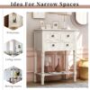 Narrow Console Table, Slim Sofa Table With Three Storage Drawers And Bottom Shelf - Ivory White - Image 8