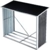 Log Storage Shed, Log Holder With Roof, Log Storage Shed, Firewood Rack For Backyard Garden Patio Porch, Anthracite Galvanized Steel - Black - Image 2