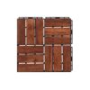 Acacia Wood Interlocking Deck Tiles Checker Pattern, 10 Piece Square Acacia Hardwood Outdoor Flooring For Patio, Bancony, Pool Side - Brown - Image 26