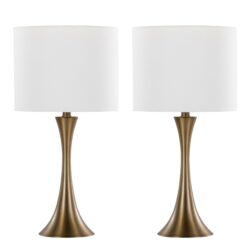 Lenuxe - Contemporary Table Lamp (Set of 2) - Golden Bronze / Off White