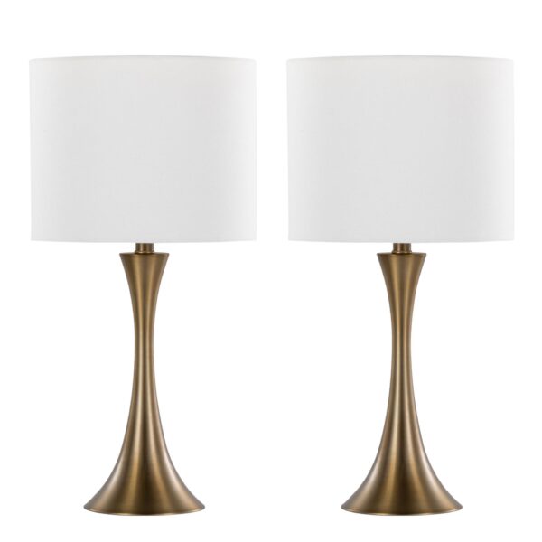 Lenuxe - Contemporary Table Lamp (Set of 2) - Golden Bronze / Off White