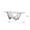 Clear Glass With Polished Stainless Steel Base Dining Table - Silver - Image 3