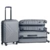 3 Piece Luggage Sets Lightweight Suitcase With Two Hooks, Spinner Wheels, Tsa Lock, (20/24/28) - Gray - Image 22