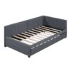 Upholstered Daybed With Trundle Twin Size Sofa Bed Frame No Box Spring Needed, Linen - Gray - Image 6