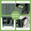 Bathroom Vanity With Top Sink, Modern Bathroom Storage Cabinet & 2 Drawers And A Tip-Out Drawer, Single Sink Bathroom Vanity - Green - Image 8