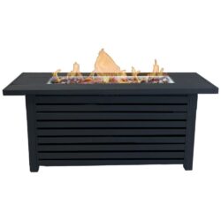Propane / Gas Outdoor Fire Pit Table With Lid Durable Construction - Black