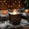 28" Wicker Square Fire Pit Table - Black Brown - Image 2