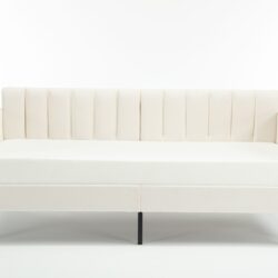 Elena - Twin Upholstered Daybed, Ribbed Tufted Backrest - Beige