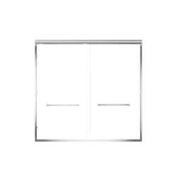 Aluminum Frame Double Sliding Soft Close Bathtub Shower Door, 1 / 4" Tempered Glass And Dual 304 Stainless Steel Handles - Chrome