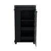 Bar Cart With Glass Door, 2 Side Shelves And Casters - Black - Image 4