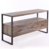 Reclaimed Wood Media TV Console Table With 3 Drarwer, Open Shelf - Antique Gray - Image 3