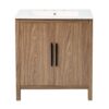 Bathroom Vanity With Single Sink, Combination Under Counter Sink, Bathroom Storage Cabinet With Soft Closing Door, Multi-Function Storage, Solid Wood Frame - Light Brown - Image 12