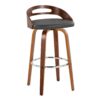 Cassis - Mid-Century Modern Fixed Height Barstool With Swivel With Round Footrest (Set of 2) - Walnut / Gray - Image 2
