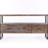 Reclaimed Wood Media TV Console Table With 3 Drarwer, Open Shelf - Antique Gray - Image 2