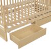 Twin Size Daybed With Fence Guardrails And 2 Drawers, Versatile Split Floor Bed & Daybed - Natural - Image 12