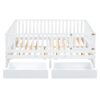 Full Size Daybed With Fence Guardrails And 2 Drawers, Convertible Floor Bed & Daybed - White - Image 16