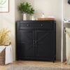 Kitchen Sideboard Buffet Cabinet, Farmhouse Storage Cabinet With Drawer And Adjustable Shelf, Barn Door Accent Cabinet For Kitchen, Dining Room, Entryway - Black - Image 2