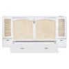 Full Size Murphy Wall Bed With Drawer And Rattan Decoration - White - Image 4