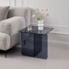 Tempered Glass Side Table, Multi Purpose Night Stand, Durable Transparent End Table - Smoke Gray - Image 2