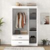 3 Door Wardrobe With 2 Drawers - White - Image 8