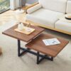 Perfectly Integrating Modern And Scandinavian Styles Double Deck Coffee Table - Walnut - Image 5