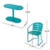 3 Piece Elegant Outdoor Bistro Set With 2 Chairs And Oval Table - Teal - Image 3