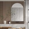 Arched Recessed Medicine Cabinet, Metal Framed Bathroom Wall Cabinet With Mirror And Adjustable Shelves, Wall Mirror With Storage For Bathroom - White - Image 3