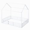 Full Size Metal House Bed With Fence And Door - White - Image 7