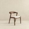 Dakota - Velvet Dining Chair (Set of 2) - Cream White / Dark Brown - Image 4