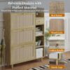 Natural Bohemia Style Shoe Cabinet, Shoe Rack Cabinet With 3 Rattan Flip Drawers, 3 Square Shelves And 1 Storage Drawer, Shoe Organizer With Mulit Storage Space And Hooks For Hallway, Entryway - Natural - Image 7