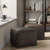 Sheffield - Square Pouf - Distressed Dark Brown - Image 7