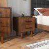Logan - Mid-Century Modern Nightsd Bed Side Tables With 2 Drawers - Brown - Image 7